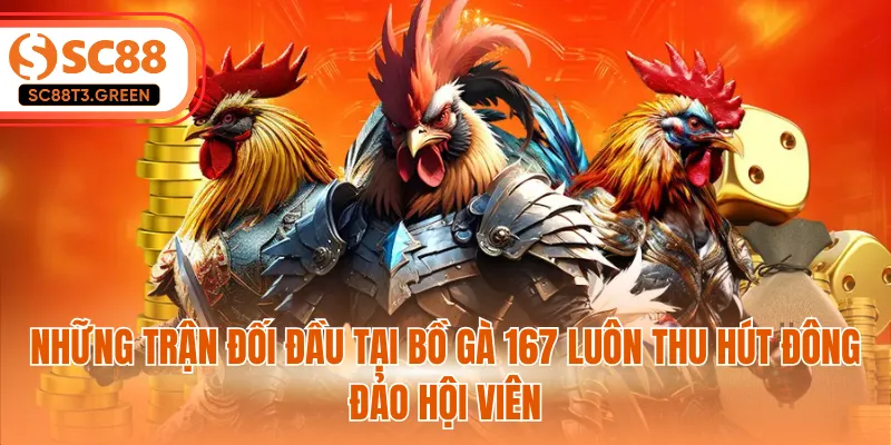 Những trận đối đầu tại bồ gà 167 luôn thu hút đông đảo hội viên